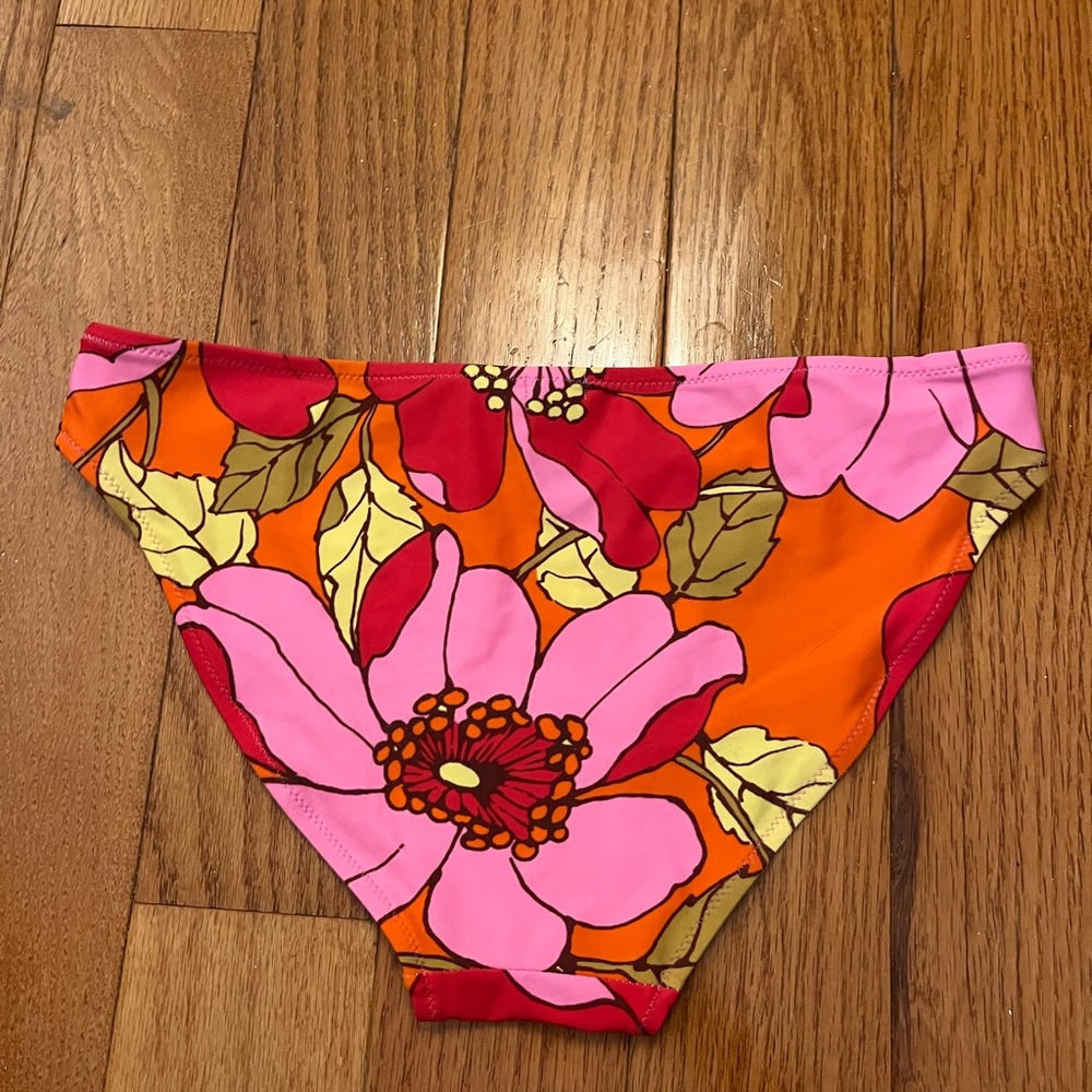 Aerie Bikini Bottom Floral Red Orange Pink Yellow Pattern Full Coverage Size S - Picture 2 of 3